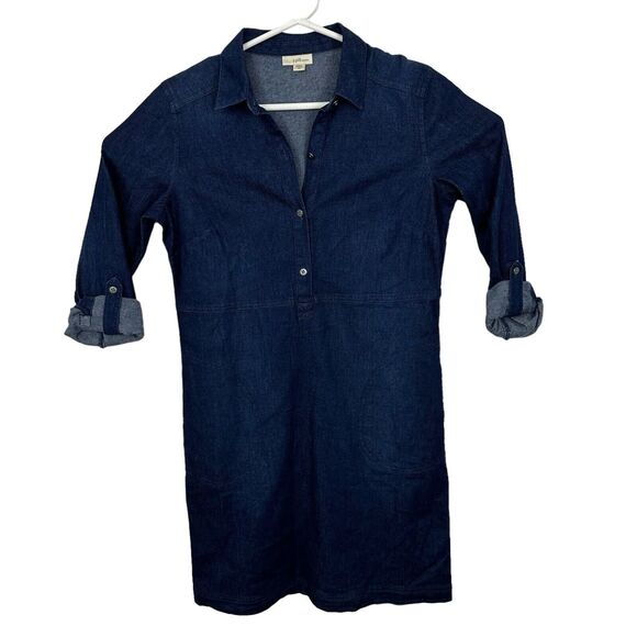 J Jill Chambray Denim Shirt Dress High Waist Long Sleeve Womens Size XS Blue EUC - Picture 1 of 7
